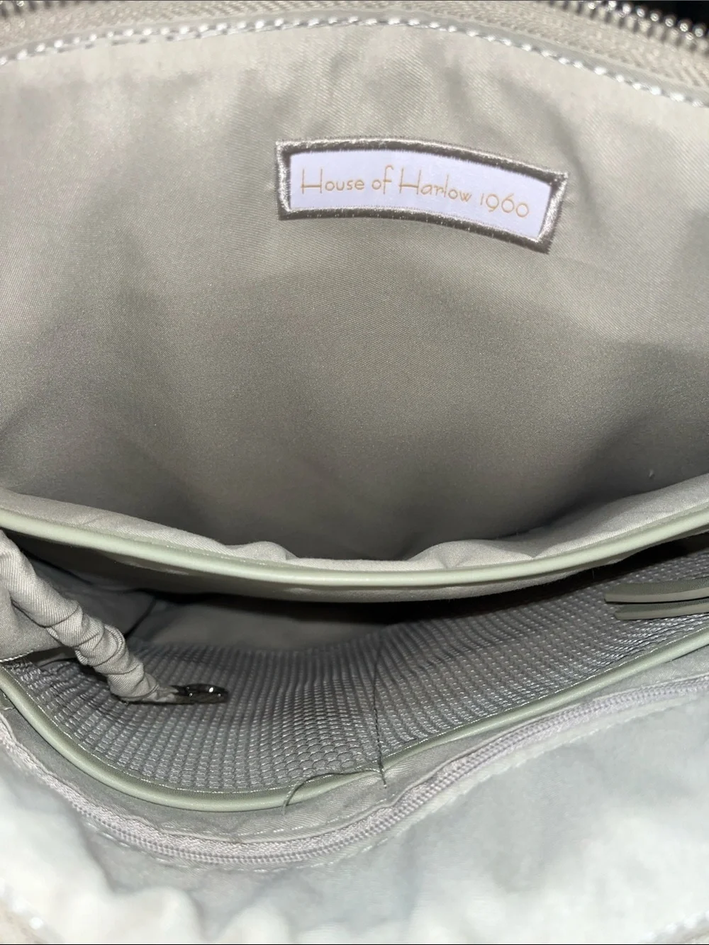 House of Harlow Quilted Women's Backpack - greenish gray